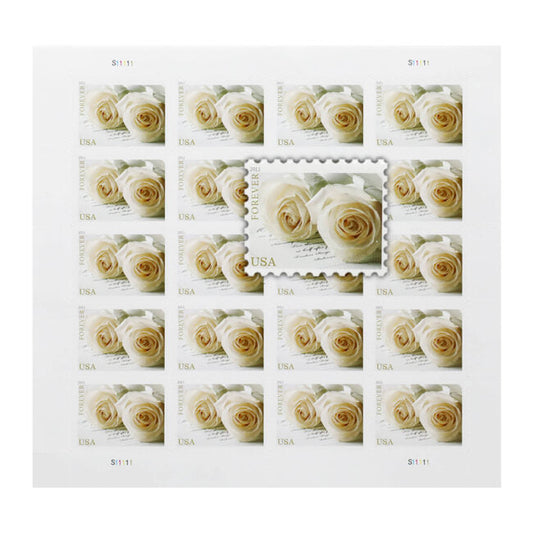 2011 First-Class Forever Stamp – Romantic Wedding Roses Sheet