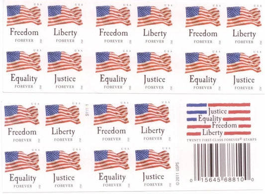 2012 U.S. Flag Forever Stamps – First-Class Postage Sheet