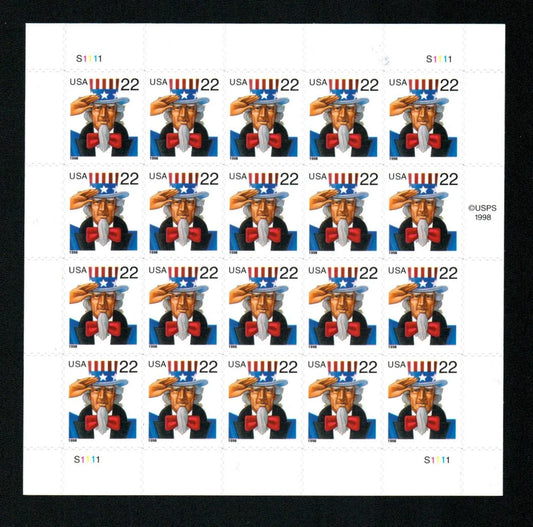 1998 22c Uncle Sam First Class Postage Stamps image 1
