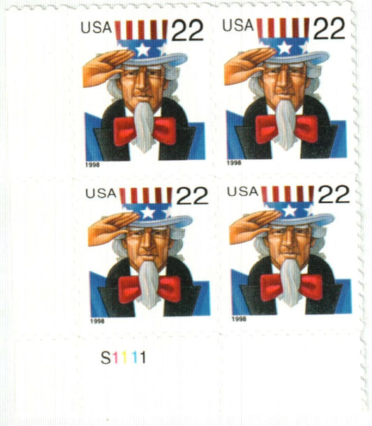 1998 22c Uncle Sam First Class Postage Stamps image 0
