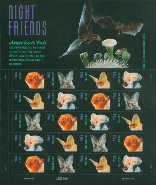 2002 Night Friends American Bats First Class Postage Stamps image 0